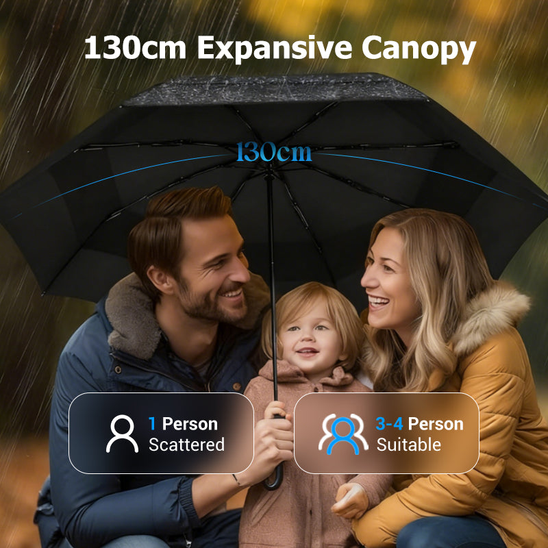 Large folding umbrella with 12 windproof ribs