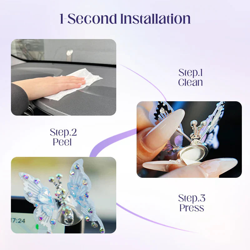 Diamond Butterfly Ornament with Fluttering Wings