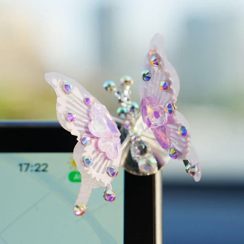 Diamond Butterfly Ornament with Fluttering Wings