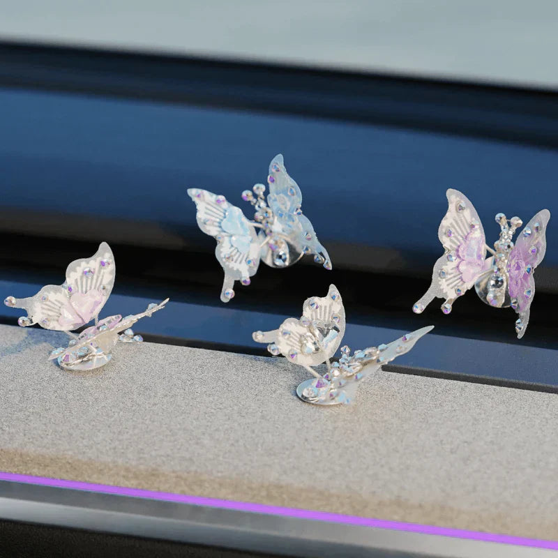 Diamond Butterfly Ornament with Fluttering Wings