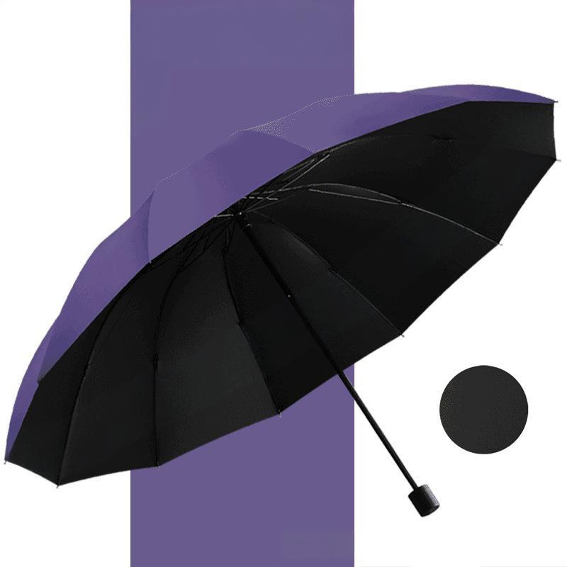 Large folding umbrella with 12 windproof ribs