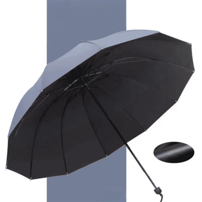 Large folding umbrella with 12 windproof ribs