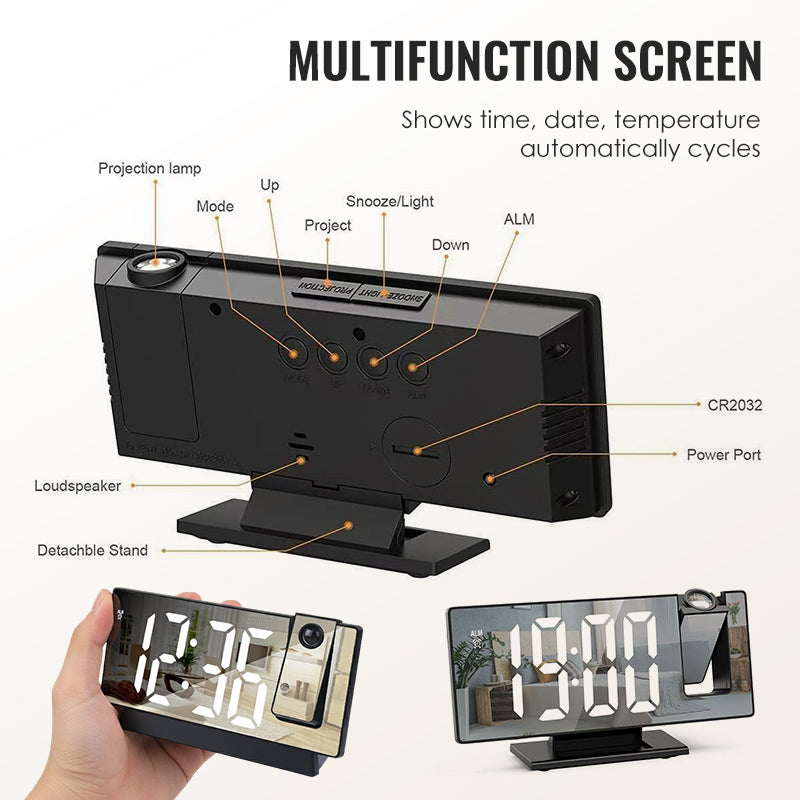 LED Mirror Projection Alarm Clock