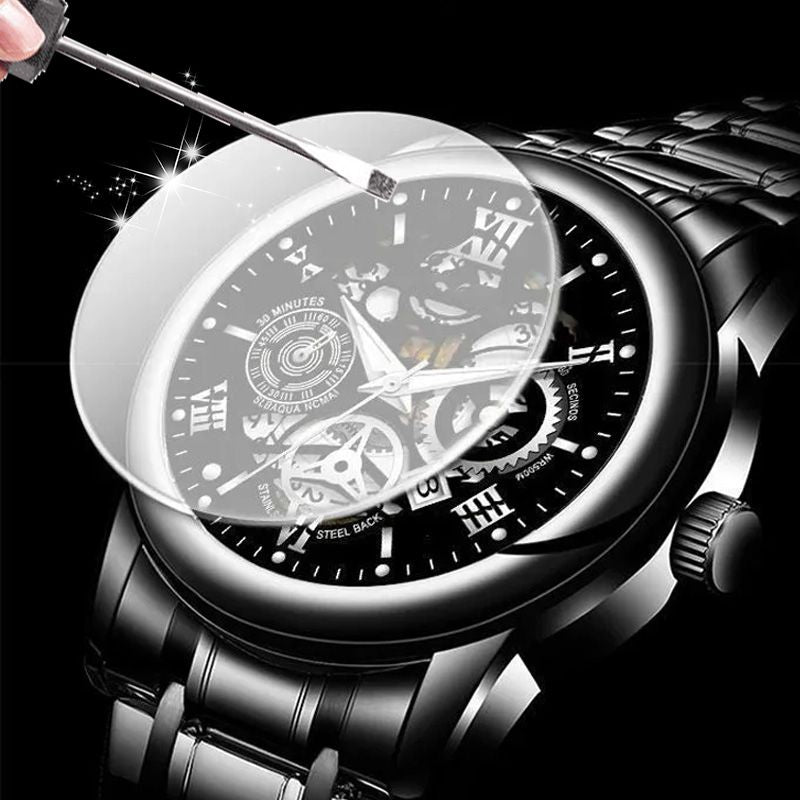 Men's Waterproof Roman Skeleton Automatic Mechanical Watch