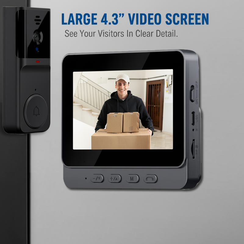Cordless Smart Video Doorbell with 4.3" Screen