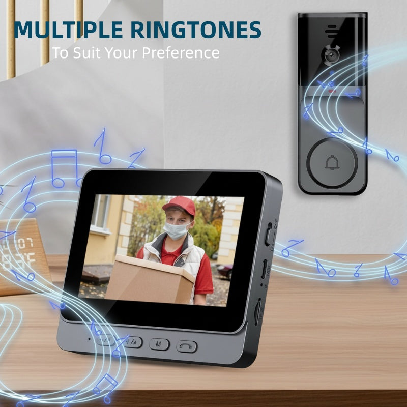 Cordless Smart Video Doorbell with 4.3" Screen